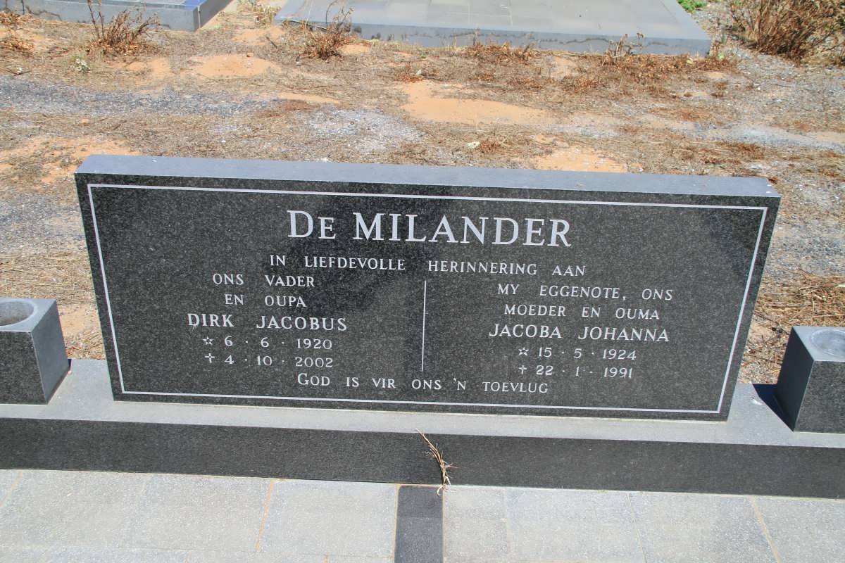 MILANDER Dirk Jacobus, de 1920-2002 &amp; Jacoba Johanna 1924-1991