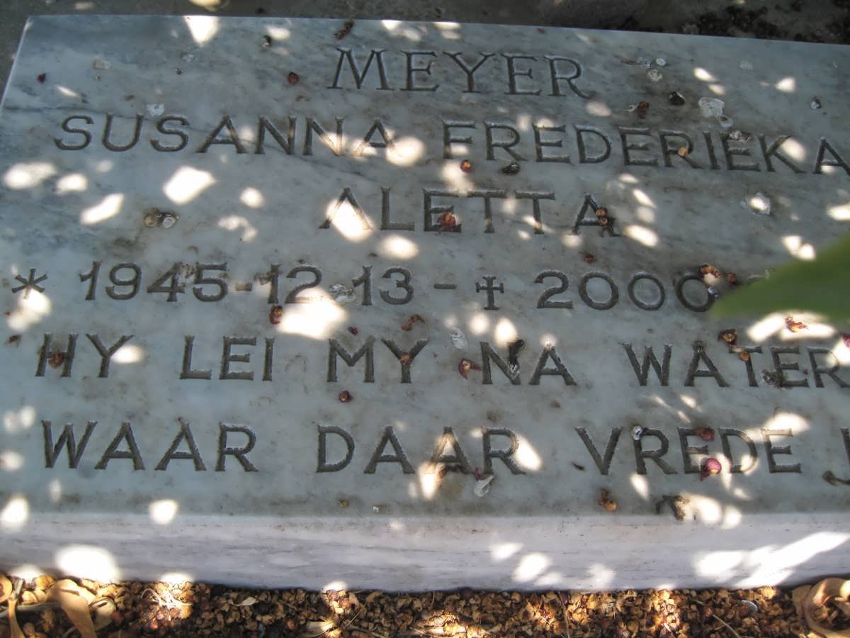 MEYER Susanna Frederieka Aletta 1945-2000