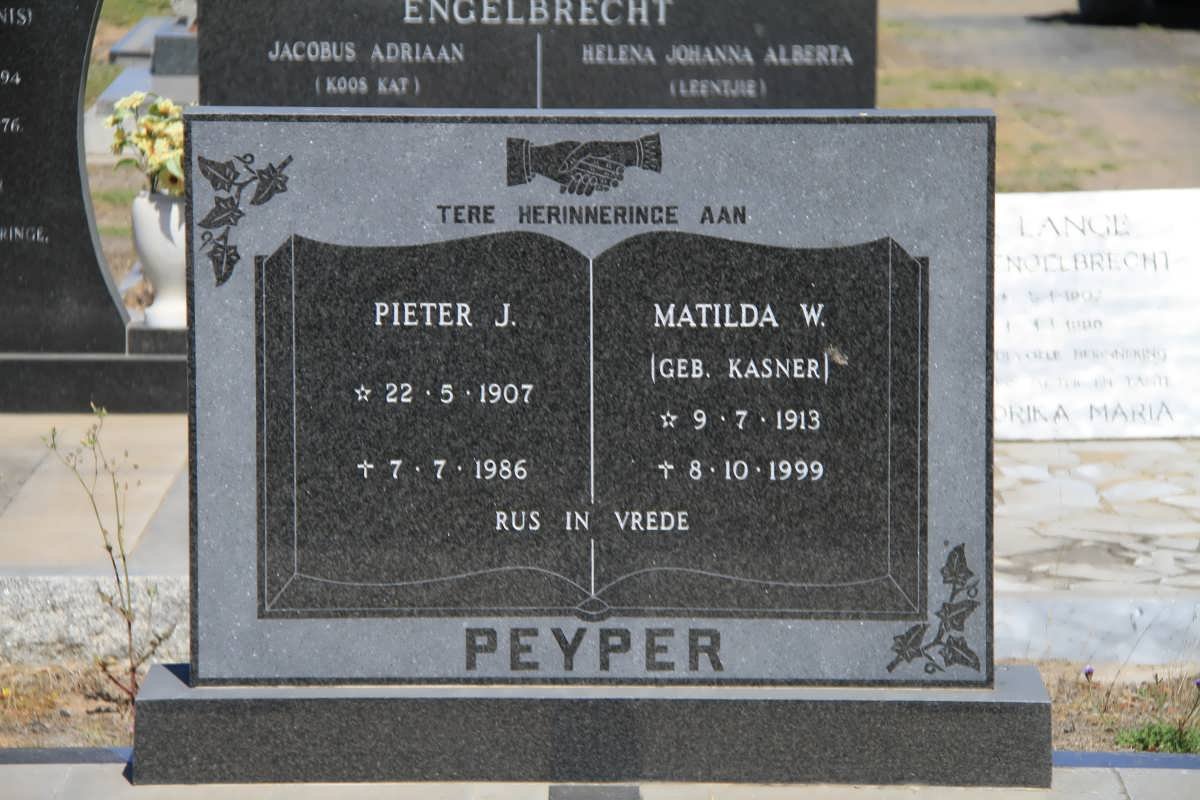 PEYPER Pieter J. 1907-1986 &amp; Matilda W. KASNER 1913-1999