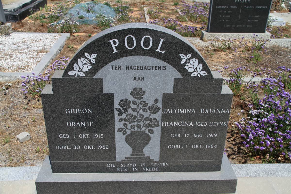 POOL Gideon Oranje 1915-1982 &amp; Jacomina Johanna Francina HEYNS 1919-1984