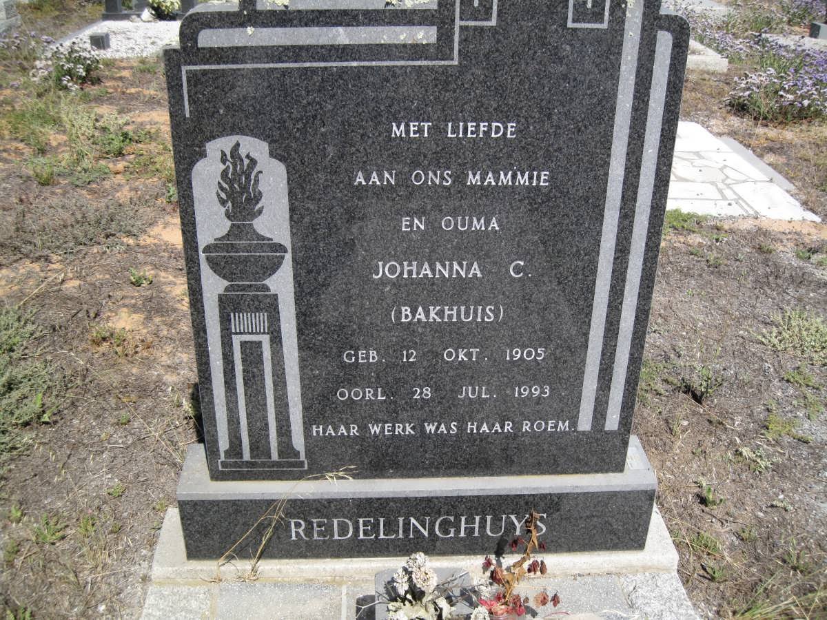 REDELINGHUYS Johanna C. nee BAKHUIS 1905-1993