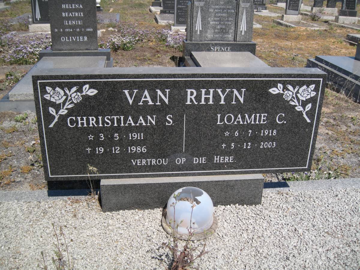 RHYN Christiaan S., van 1911-1986 &amp; Loamie S. 1918-2003