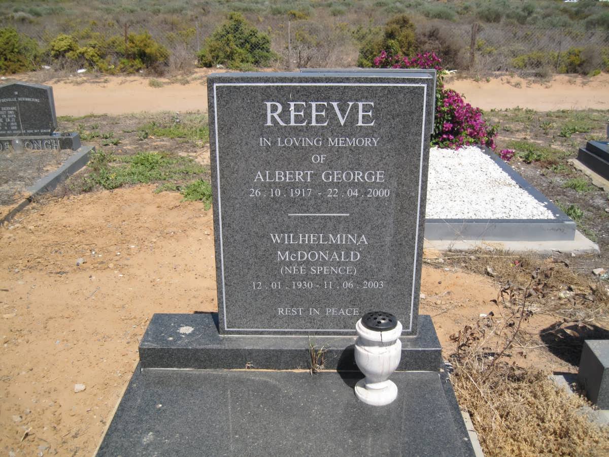 REEVE Albert George 1917-2000 &amp; Wilhelmina McDonald SPENCE 1930-2003