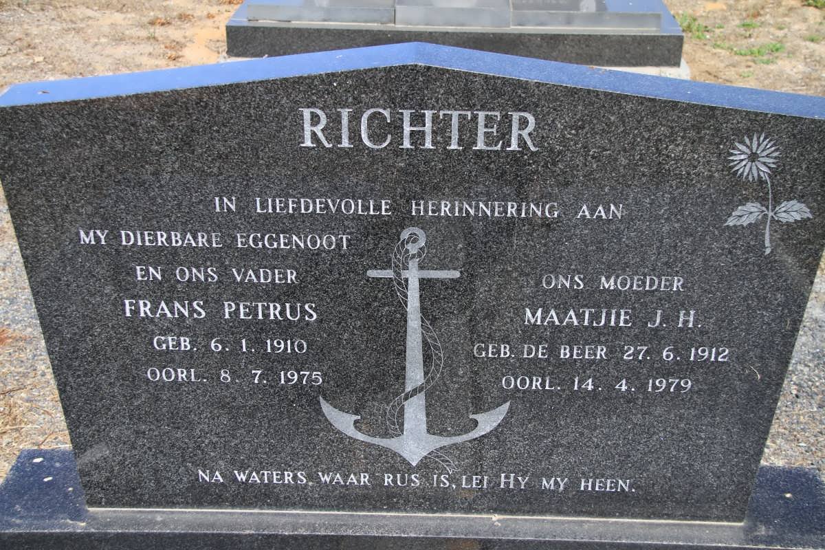 RICHTER Frans Petrus 1910-1975 &amp; Maatjie J.H. DE BEER 1912-1979