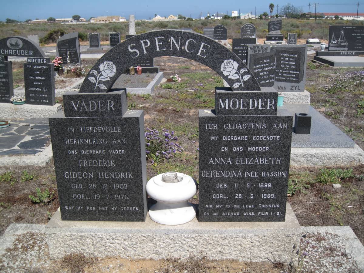 SPENCE Frederik Gideon Hendrik 1903-1976 &amp; Anna Elizabeth Gerendina BASSON 1899-1969