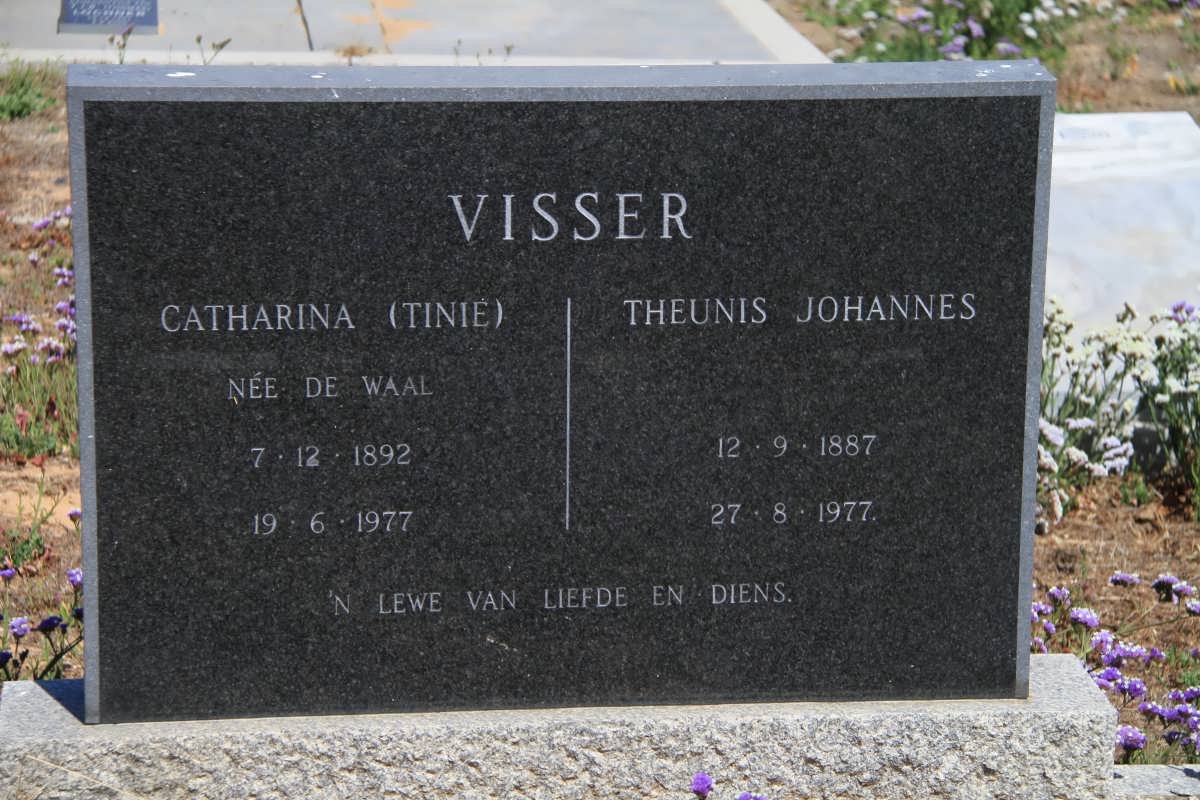 VISSER Theunis Johannes 1887-1977 &amp; Catharina DE WAAL 1892-1977