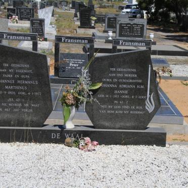 WAAL Johannes Hermanus Marthinus, de 1909-1977 &amp; Johanna Adriana H.M. 1915-2007