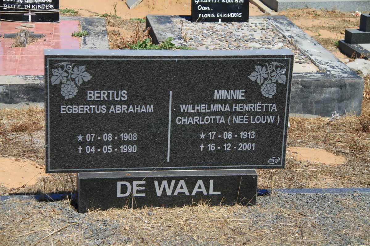 WAAL Egbertus Abraham, de 1908-1990 &amp; Wilhelmina Henriëtta Charlotta LOUW 1913-2001