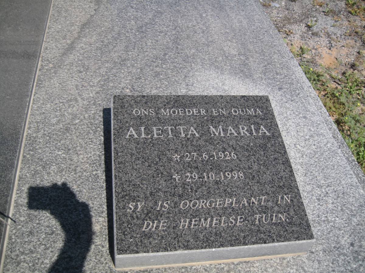 WAAL Aletta Maria, de 1928-1998