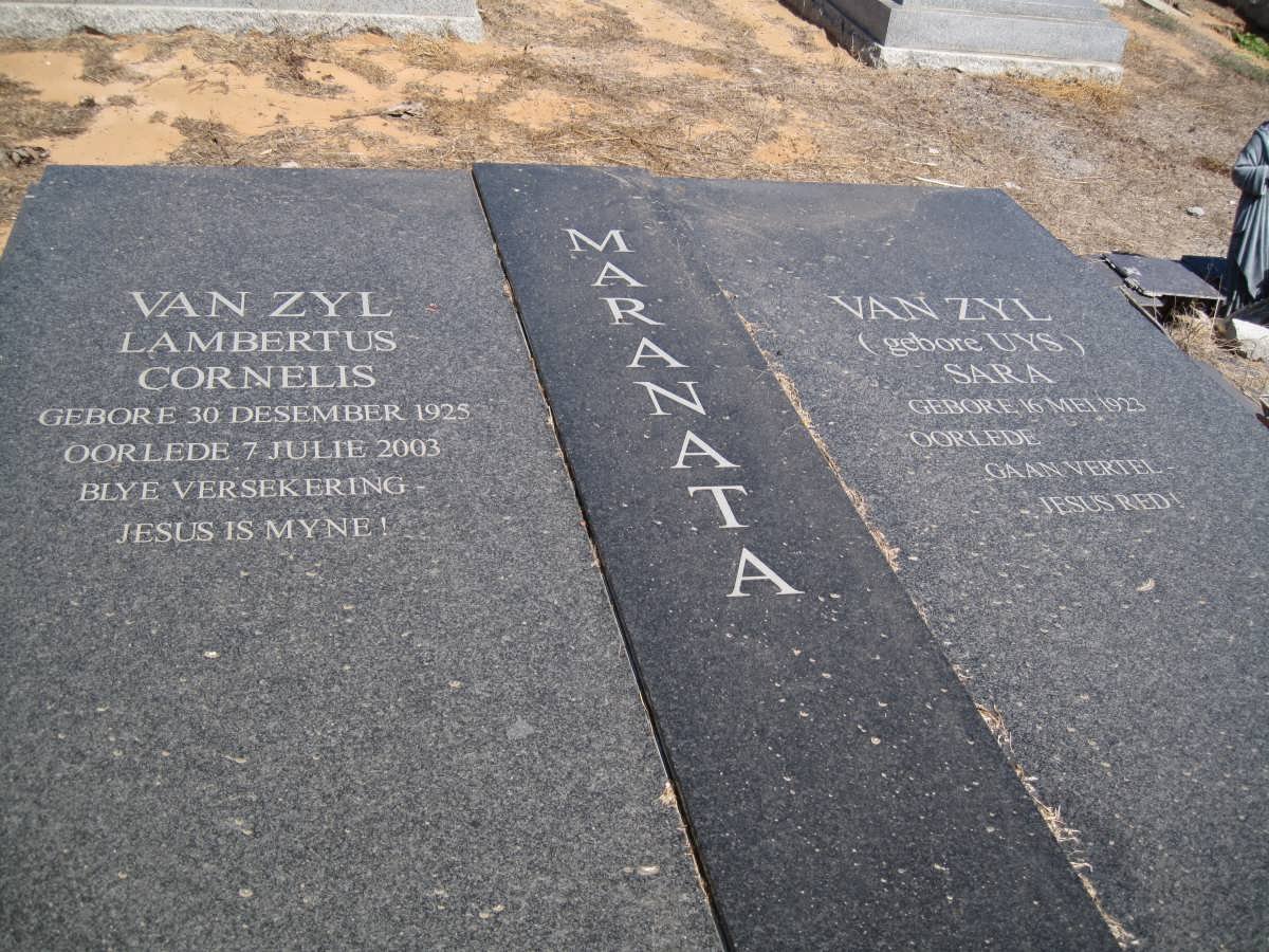 ZYL Lambertus Cornelis, van 1925-2003 &amp; Sara UYS 1923-