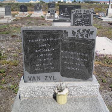 ZYL Maria Magdalena Johanna, van nee BASSON 1907-1998