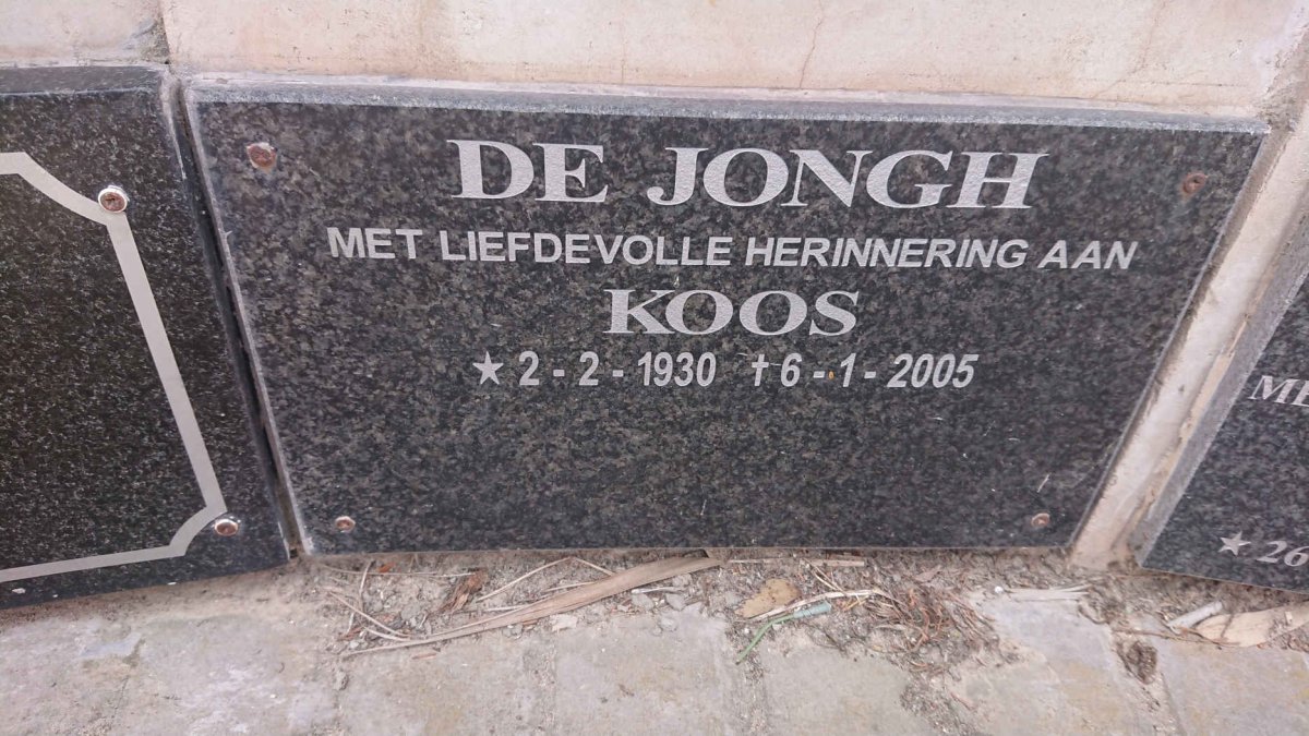 JONGH Koos, de 1930-2005