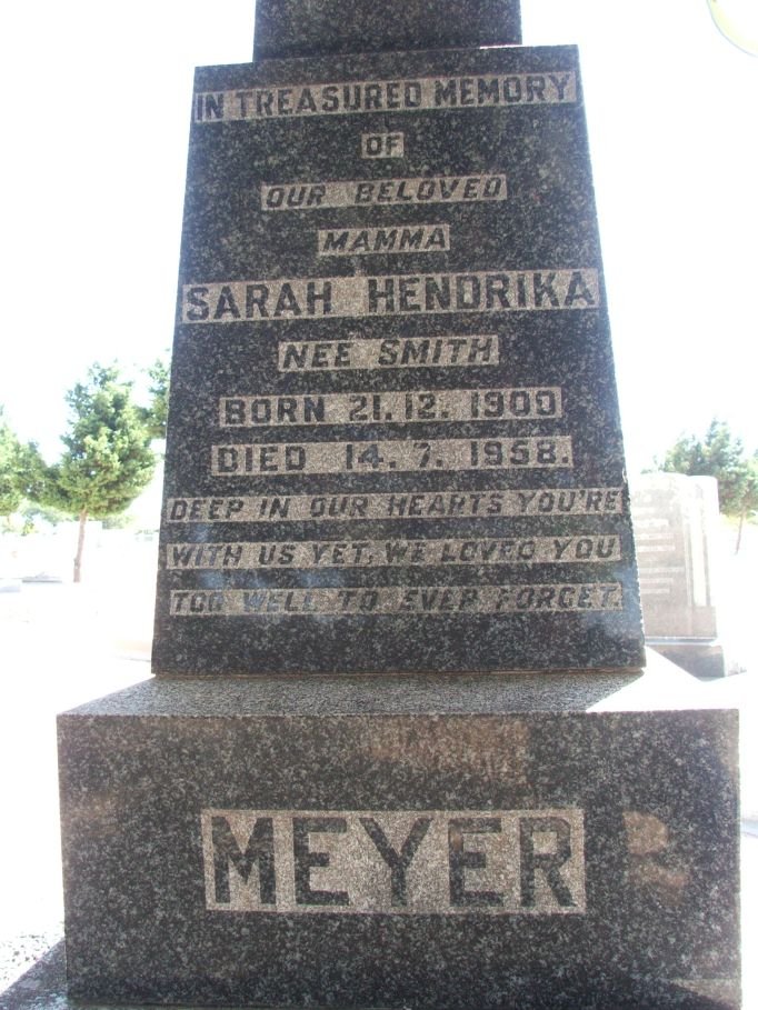 MEYER Sarah Hendrika nee SMITH 1900-1958