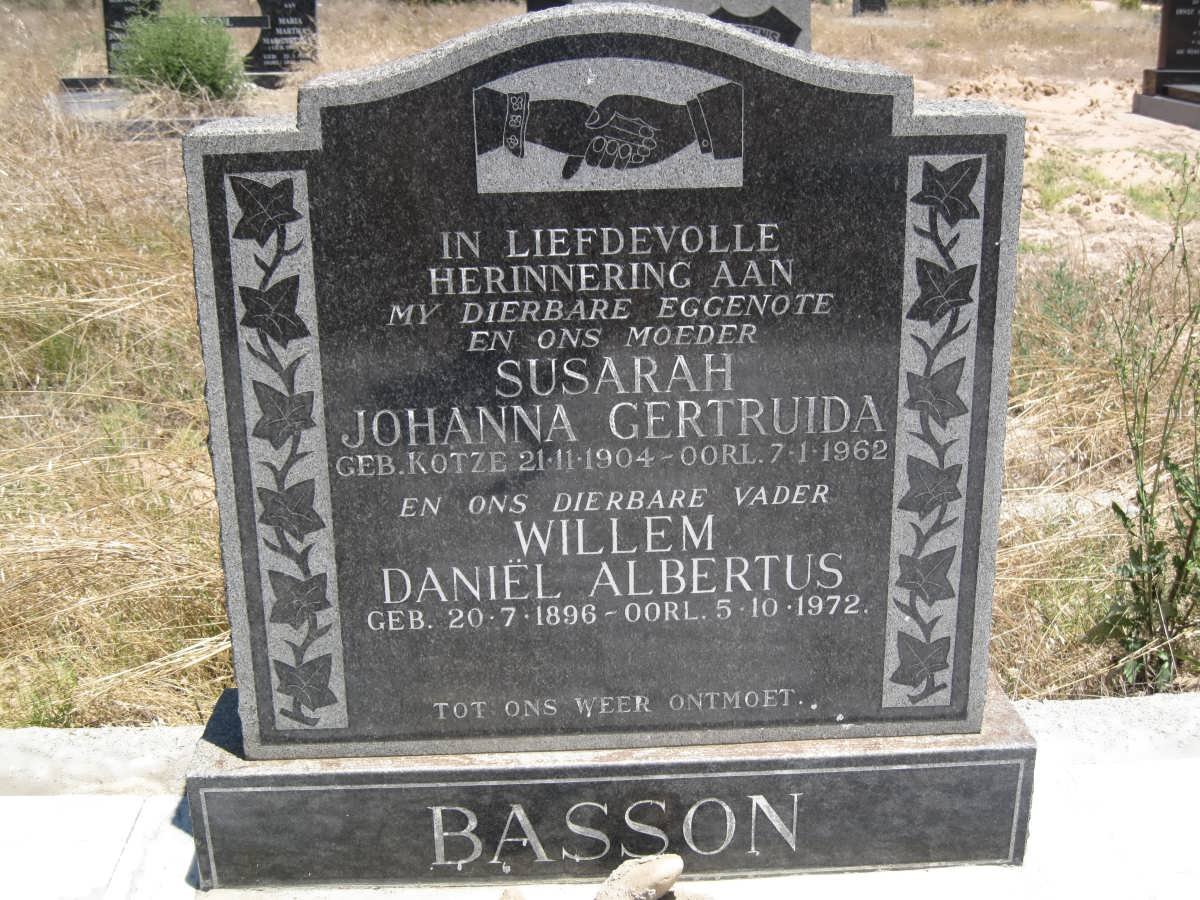BASSON Daniël Albertus 1896-1972 &amp; Susarah Johanna Gertruida KOTZE 1904-1962