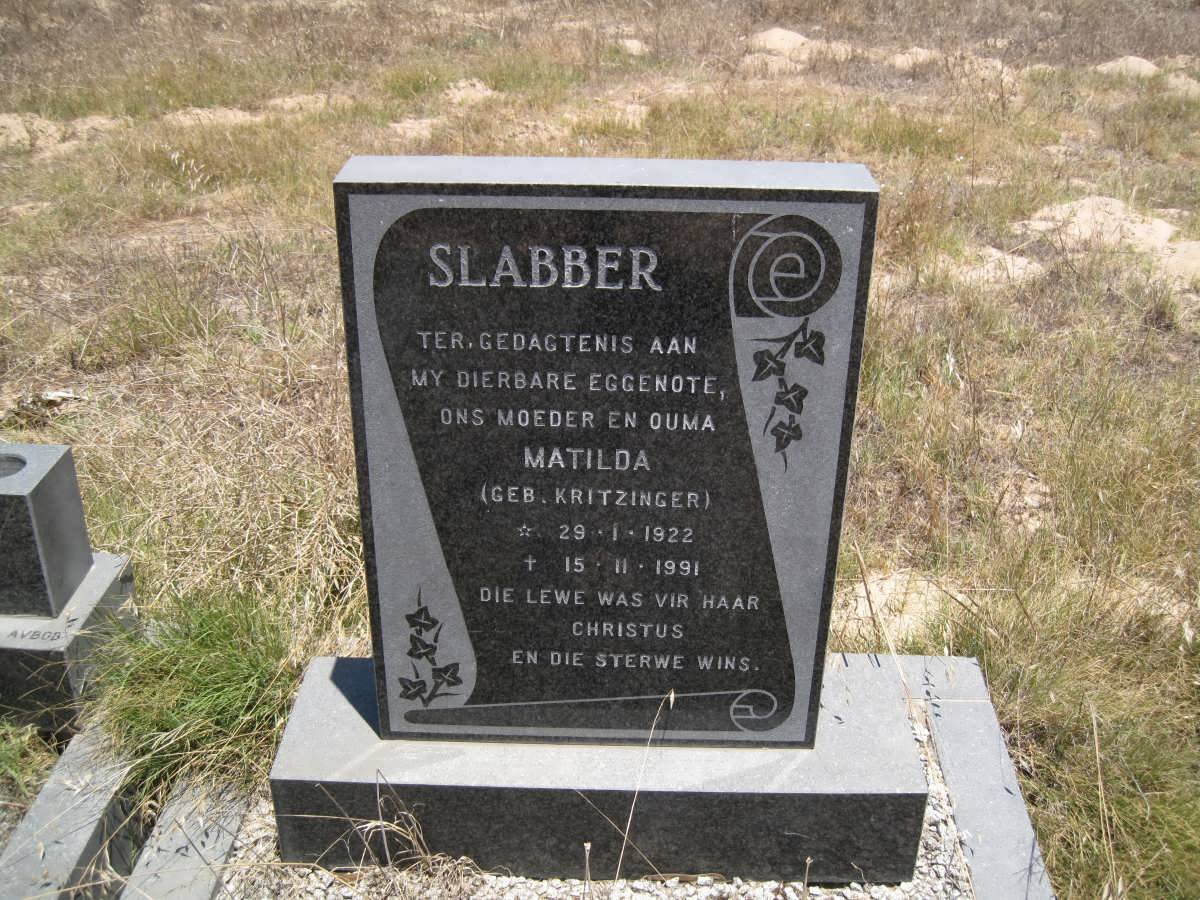 SLABBER Matilda nee KRITZINGER 1922-1991