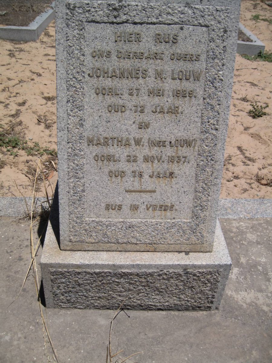 LOUW Johannes M. -1929 &amp; Martha W. LOUW -1937
