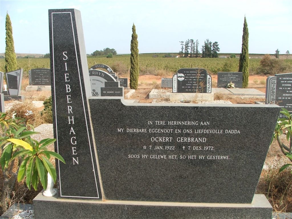 SIEBERHAGEN Ockert Gerbrand 1922-1972