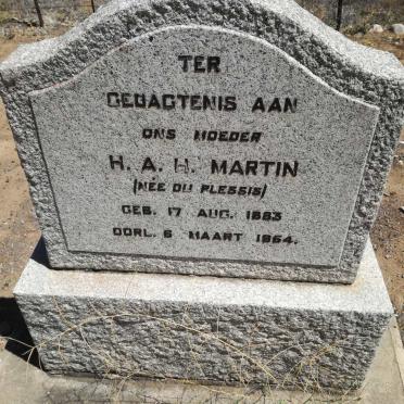 MARTIN H.A.H. nee DU PLESSIS 1883-1954