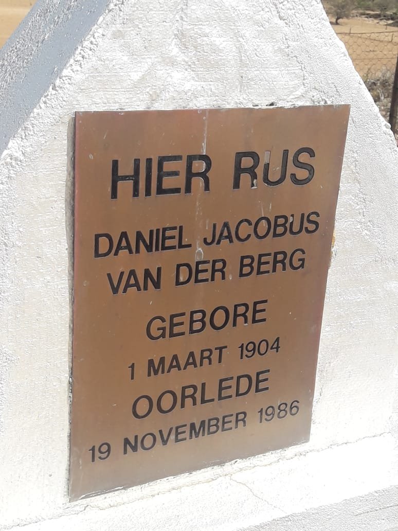 BERG Daniel Jacobus, van der 1904-1986