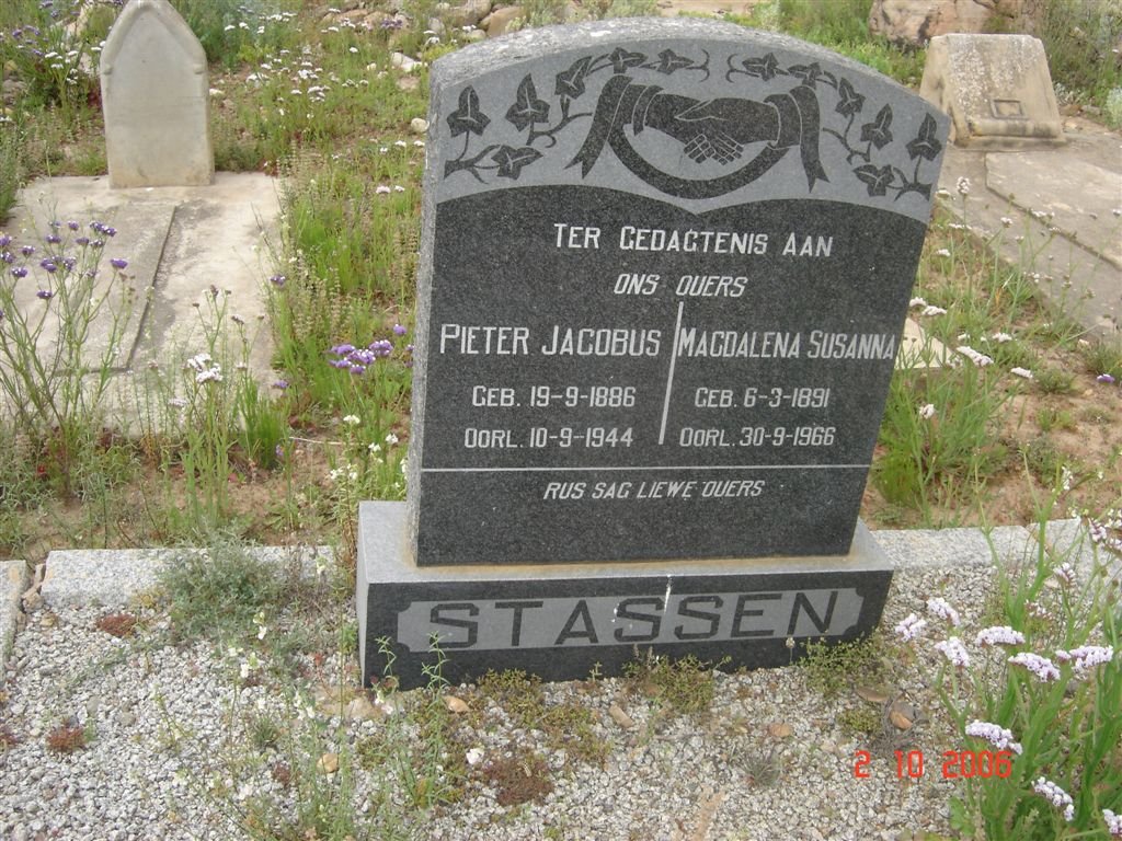STASSEN Pieter Jacobus 1886-1944 &amp; Magdalena Susanna 1891-1966