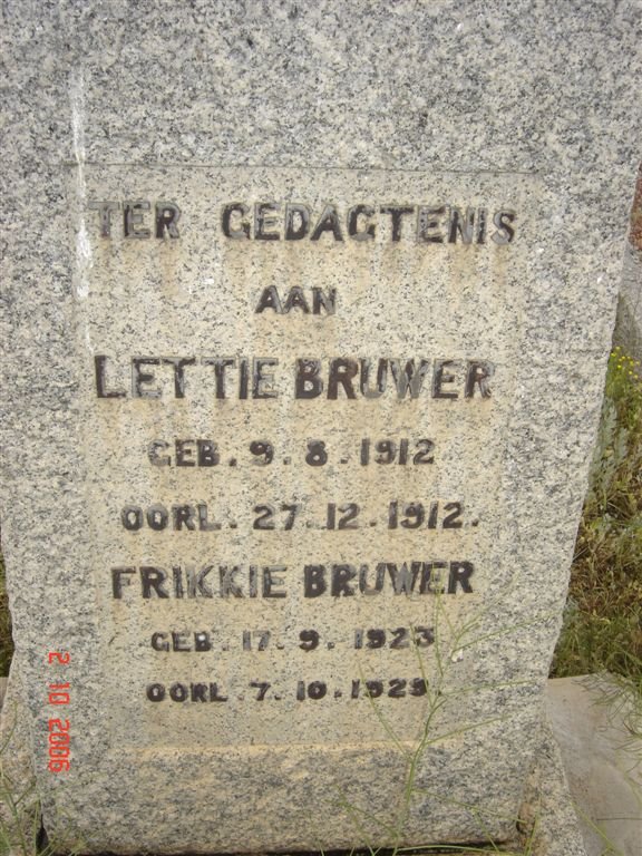 BRUWER Frikkie 1923-1923 :: BRUWER Lettie 1912-1912