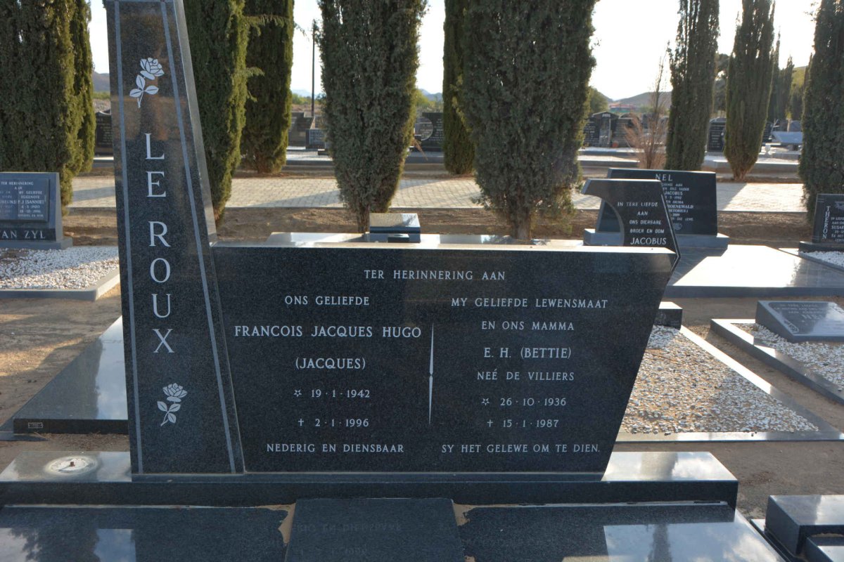 ROUX Francois Jacques Hugo, le 1942-1996 &amp; E.H. DE VILLIERS 1936-1987