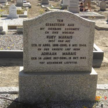 MARAIS Adriaan 1917-1942 &amp; Ruby VAN AS 1898-1948