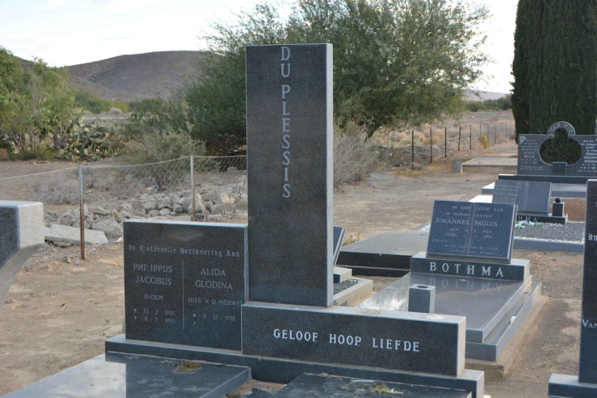 PLESSIS Phillippus Jacobus, du 1925-1993 &amp; Alida Glodina V.D. MERWE 1938-