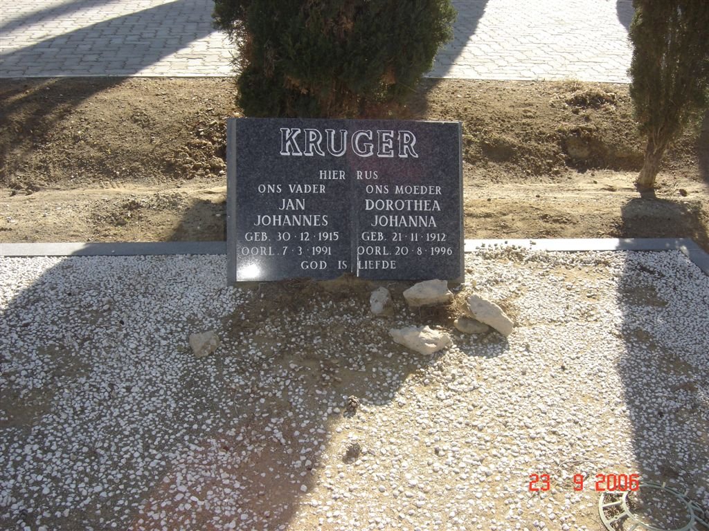 KRUGER Jan Johannes 1915-1991 &amp; Dorothea Johanna 1912-1996
