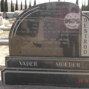 DESTROO Willem Frederik 1871-1956 &amp; Susanna Maria Jacobs 1889-1965