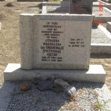 VICTOR Johanna Magdalena formerly GROENEWALD nee PIETERSEN 1908-1983