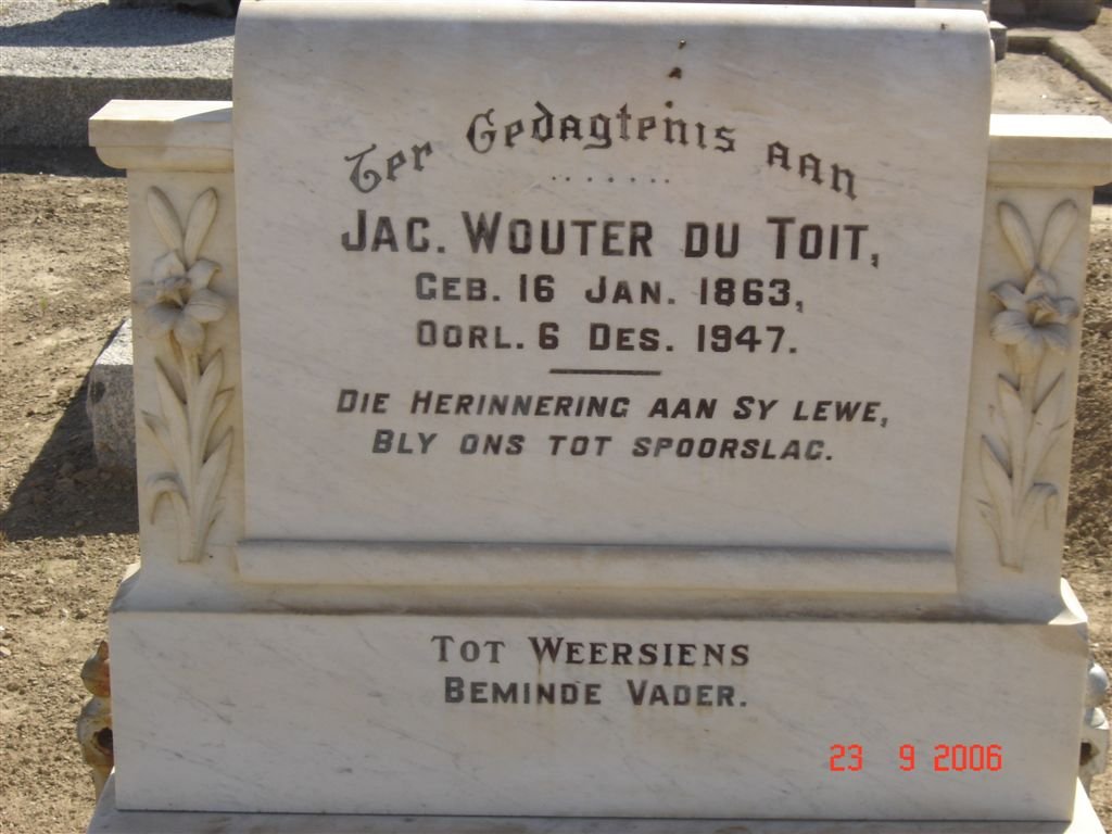 TOIT Jacobus Wouter, du 1863-1947