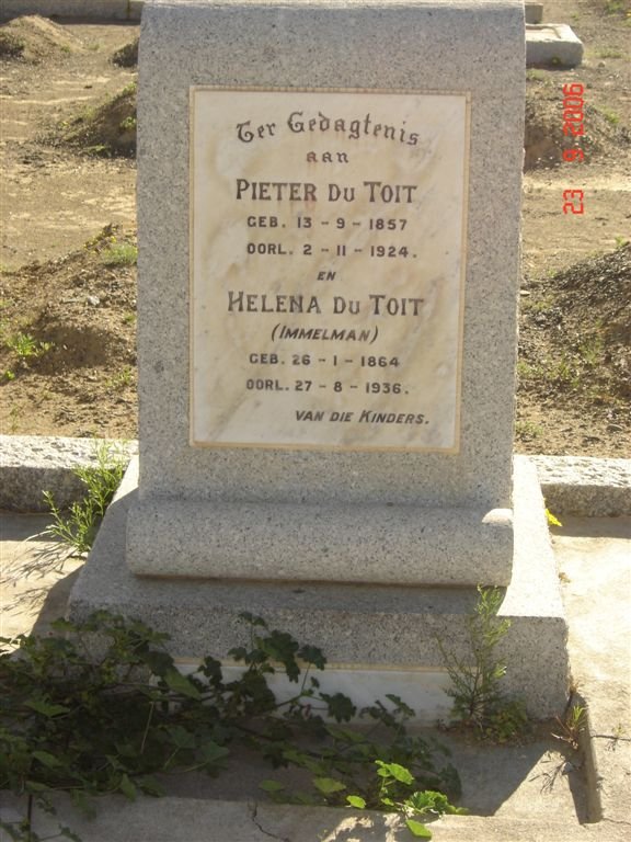 TOIT Pieter, du 1857-1924 &amp; Helena IMMELMAN 1864-1936