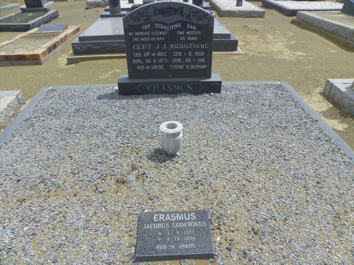 ERASMUS Gert J.J. 1893-1973 &amp; Magdalena M.E. 1908-1981 :: ERASMUS Jacobus Lodewikus 1933-2008 