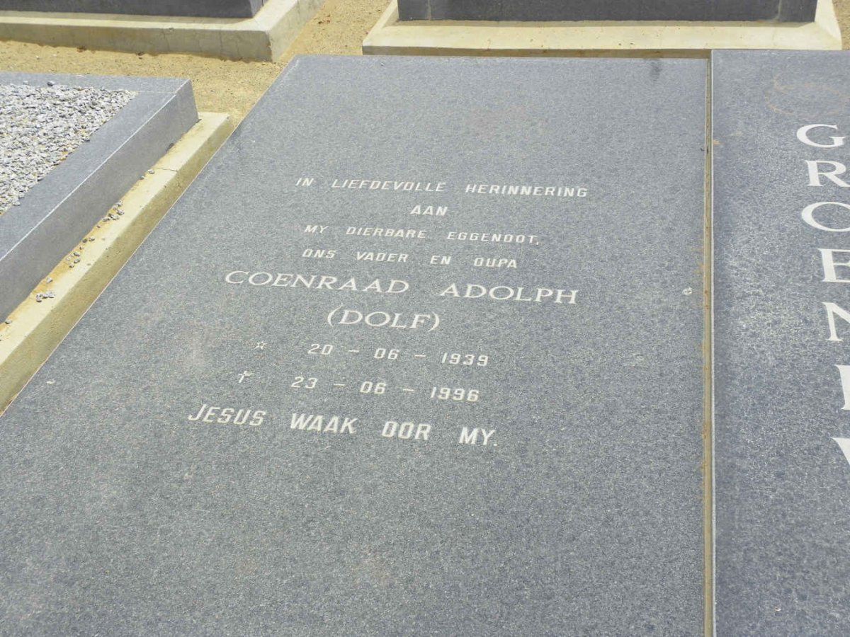 GROENEWALD Coenraad Adolph 1939-1996 &amp; Martha Elizabeth 1939-2010