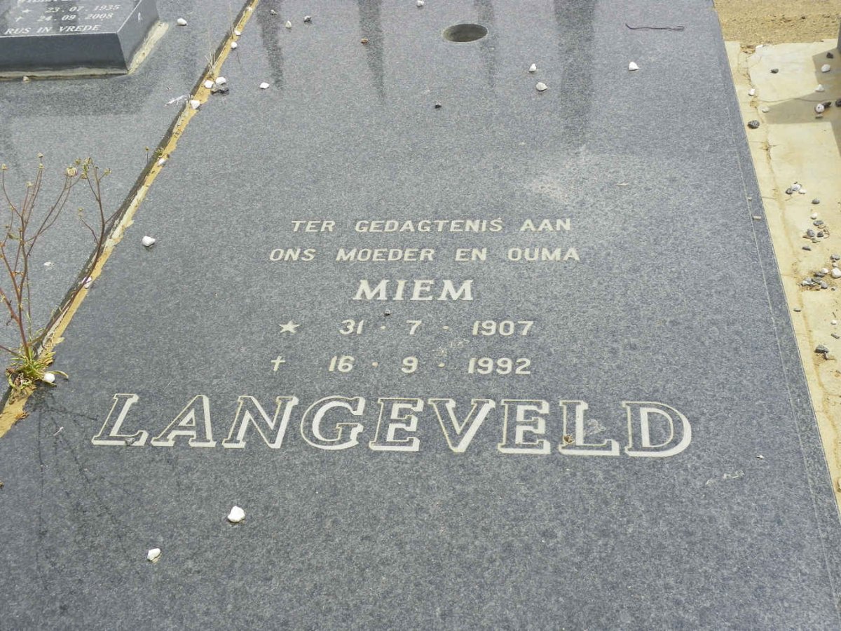 LANGEVELD Kowie 1910-1992 &amp; Miem 1907-1992