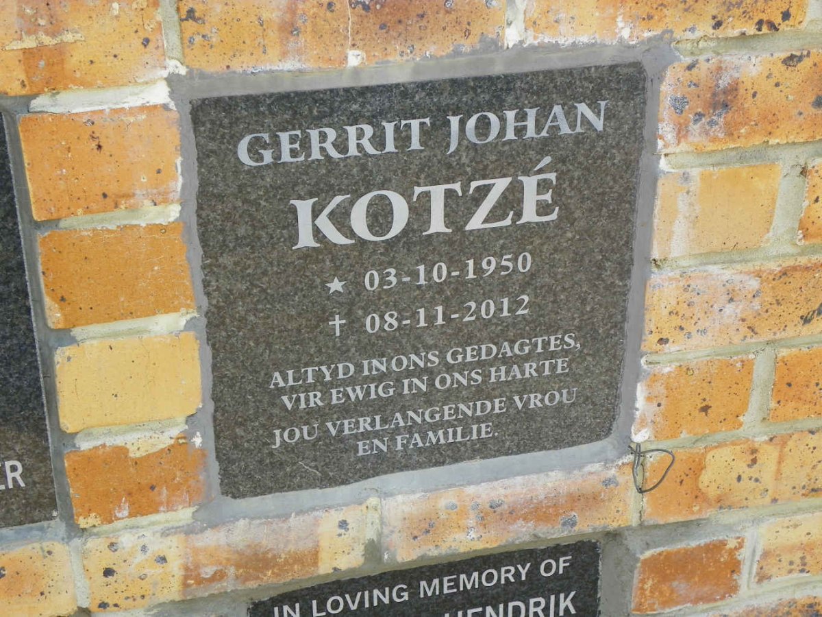 KOTZE Gerrit Johan 1950-2012