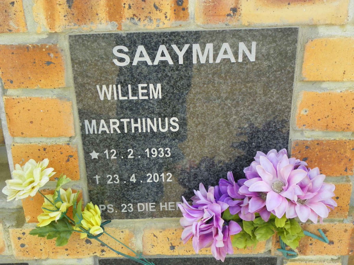 SAAYMAN Willem Marthinus 1933-2012