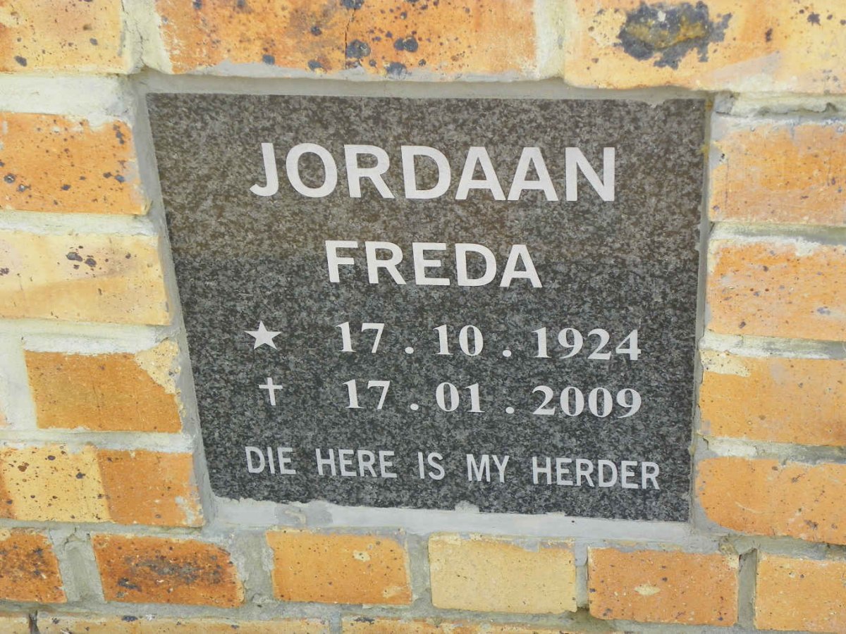 JORDAAN Freda 1924-2009