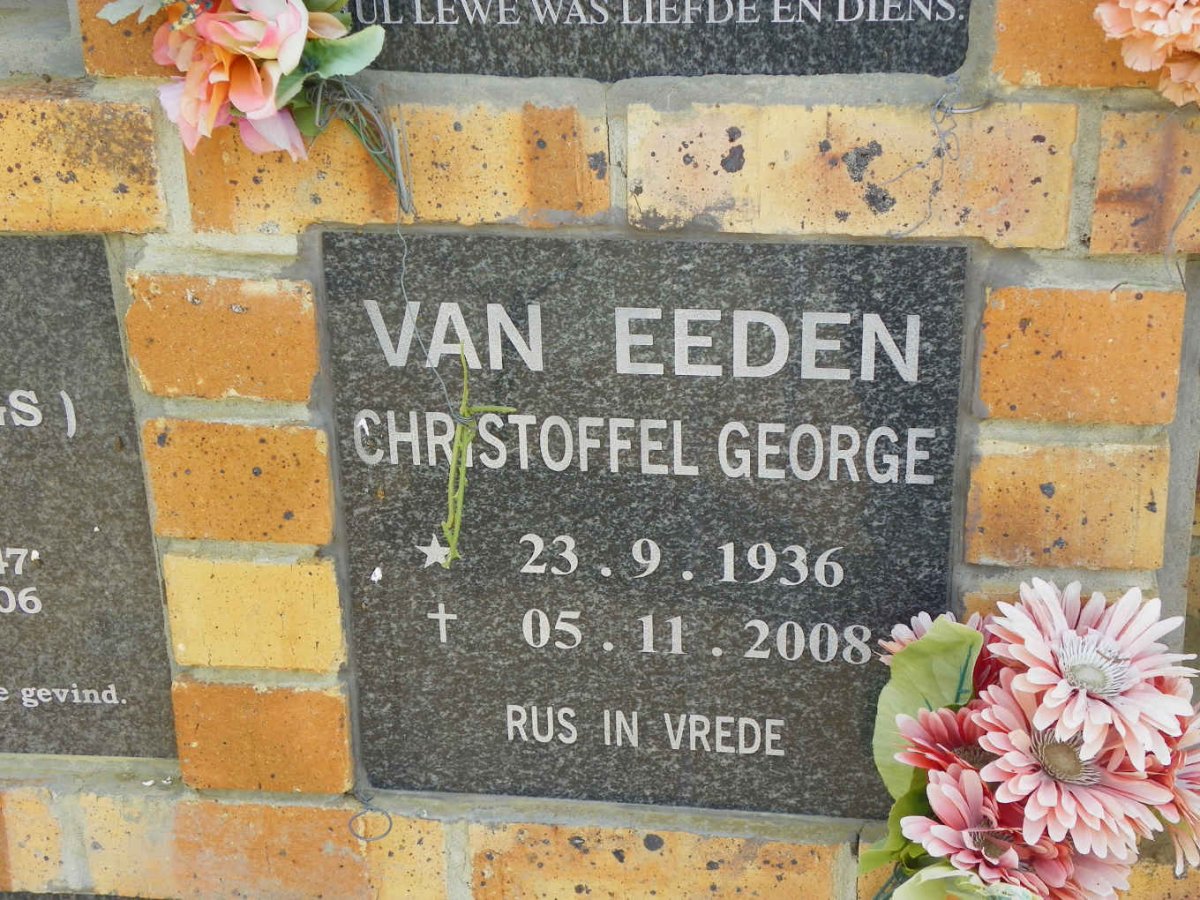 EEDEN Christoffel George, van 1936-2008