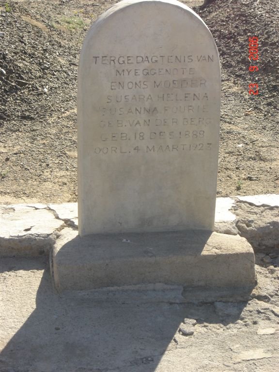 FOURIE Susara Helena Susanna nee VAN DER BERG 1888-1923