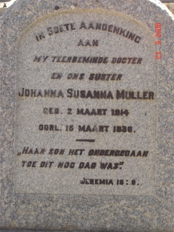 MULLER Johanna Susanna 1914-1936