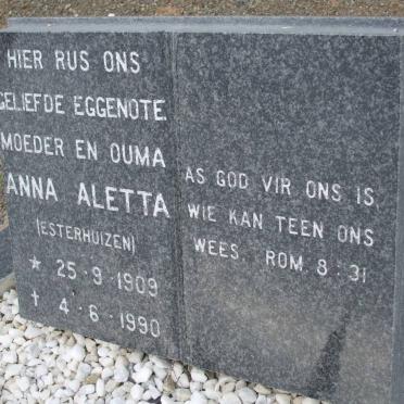 NIGRINI Anna Aletta nee ESTERHUIZEN 1909-1990