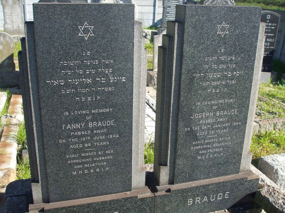 BRAUDE Joseph -1944 &amp; Fanny -1942 