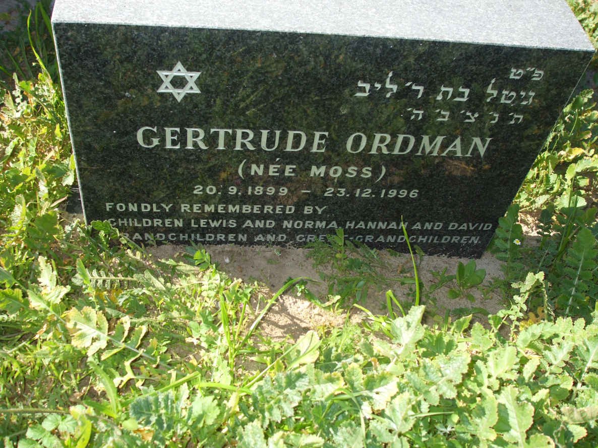 ORDMAN Gertrude nee MOSS 1899-1996