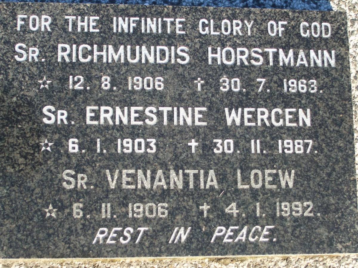 HORSTMANN Richmundis 1906-1963 :: WERGEN Ernestine 1903-1987 :: LOEW Venantia 1906-1992