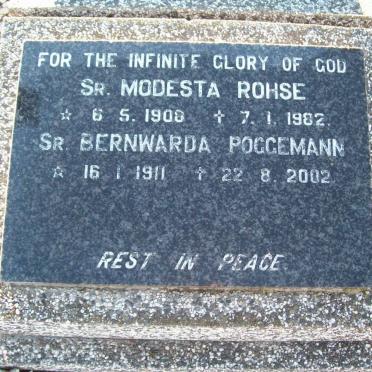 ROHSE Modesta 1908-1982 :: POGGEMANN Bernwarda 1911-2002