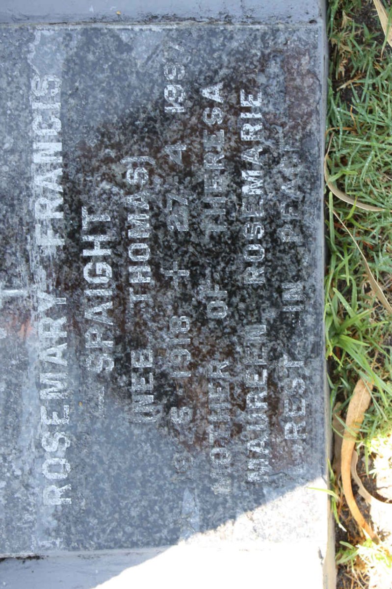 SPAIGHT Rosemary, Francis nee THOMAS 1918-1997