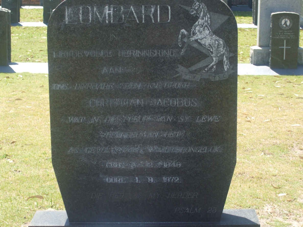 LOMBARD Christian Jacobus  1940-1972