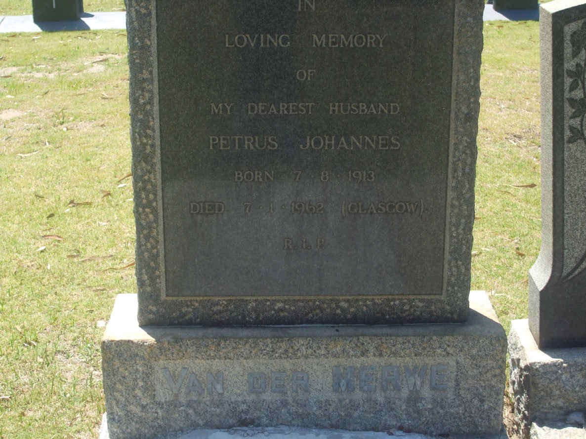 MERWE Petrus Johannes, van der 1913-1962